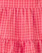 Baby Girl Gingham Sleeveless Dress - Coral, image 4 of 5 slides