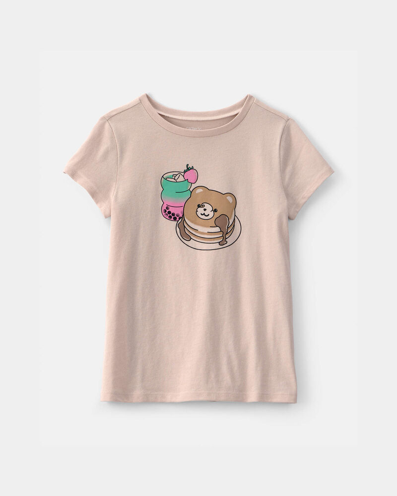 Girls Pancakes & Boba Graphic Tee - Brown, image 1 of 3 slides