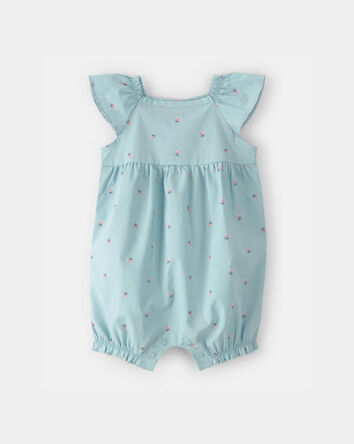 Baby Girl Ladybug Flutter-Sleeve Romper - Blue, 