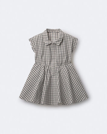 Toddler Girl Avenue Twirl&trade; Scalloped Dress in Gingham - Grey, 