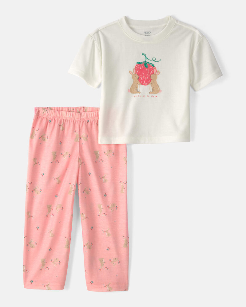 Toddler Girl Easter Bunny Loose Fit 2-Piece Pajama Set - Pink/Ivory, image 1 of 3 slides