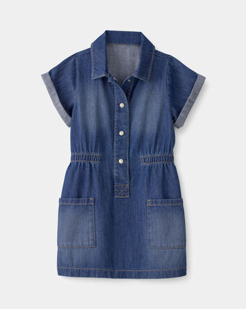 Toddler Girl Denim Button-Up Dress - Dark Wash, 