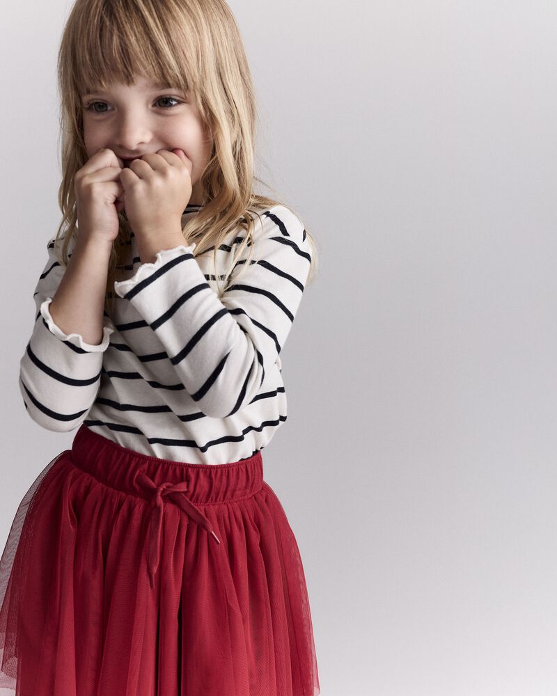 Toddler Girl Avenue Twirl&trade; Tiered Midi Skirt with Tulle - Red, image 4 of 7 slides