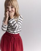 Toddler Girl Avenue Twirl&trade; Tiered Midi Skirt with Tulle - Red, image 4 of 7 slides