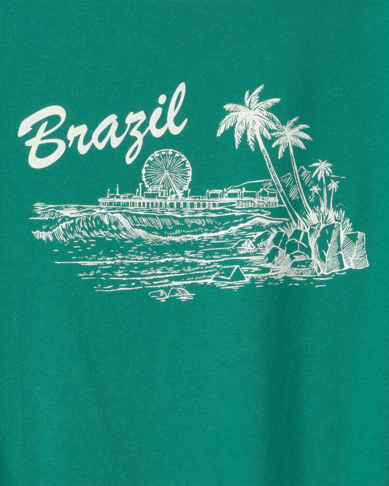 Girls Brazil Graphic Tee - Green, image 2 of 3 slides
