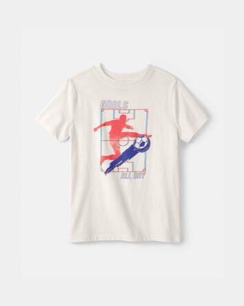 Kids Soccer Goals Graphic Tee - Cream, 