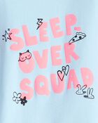 Girls 100% Cotton Snug Fit 4-Piece Pajamas - Blue/White, image 2 of 4 slides