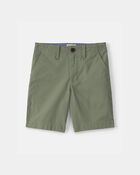 Boys Twill Flat-Front Shorts - Green, image 1 of 4 slides