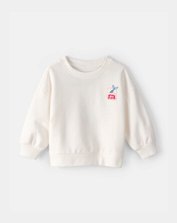 Baby Girl Mermaid French Terry Pullover Sweatshirt - Ivory, 