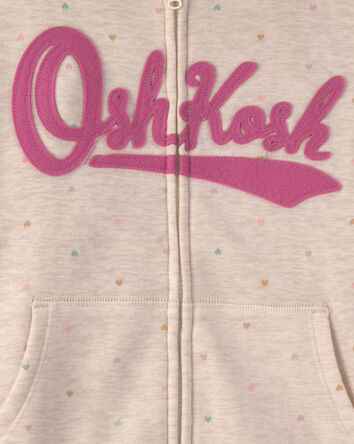 Girls Heart OshKosh Logo Fleece Zip-Up Hoodie - Cream, 
