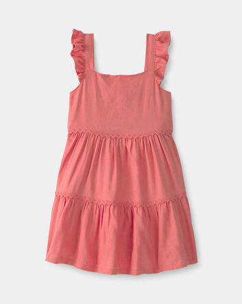 Toddler Girl Ruffle-Sleeve Tiered Dress - Coral, 