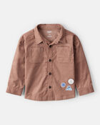 Toddler Boy Camping Badges Corduroy Button-Down Shirt - Brown, image 1 of 4 slides