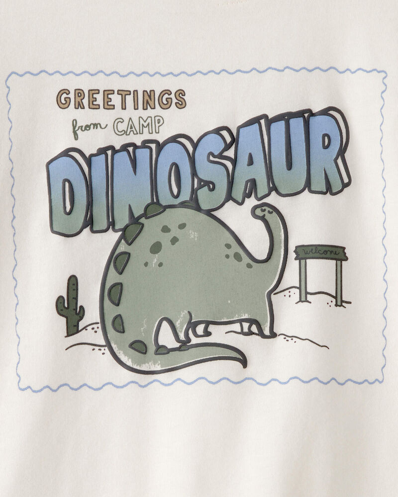 Toddler Boy 2-Piece Dinosaur Long-Sleeve Graphic Tee & Jogger Set - Cream/Blue, image 4 of 7 slides