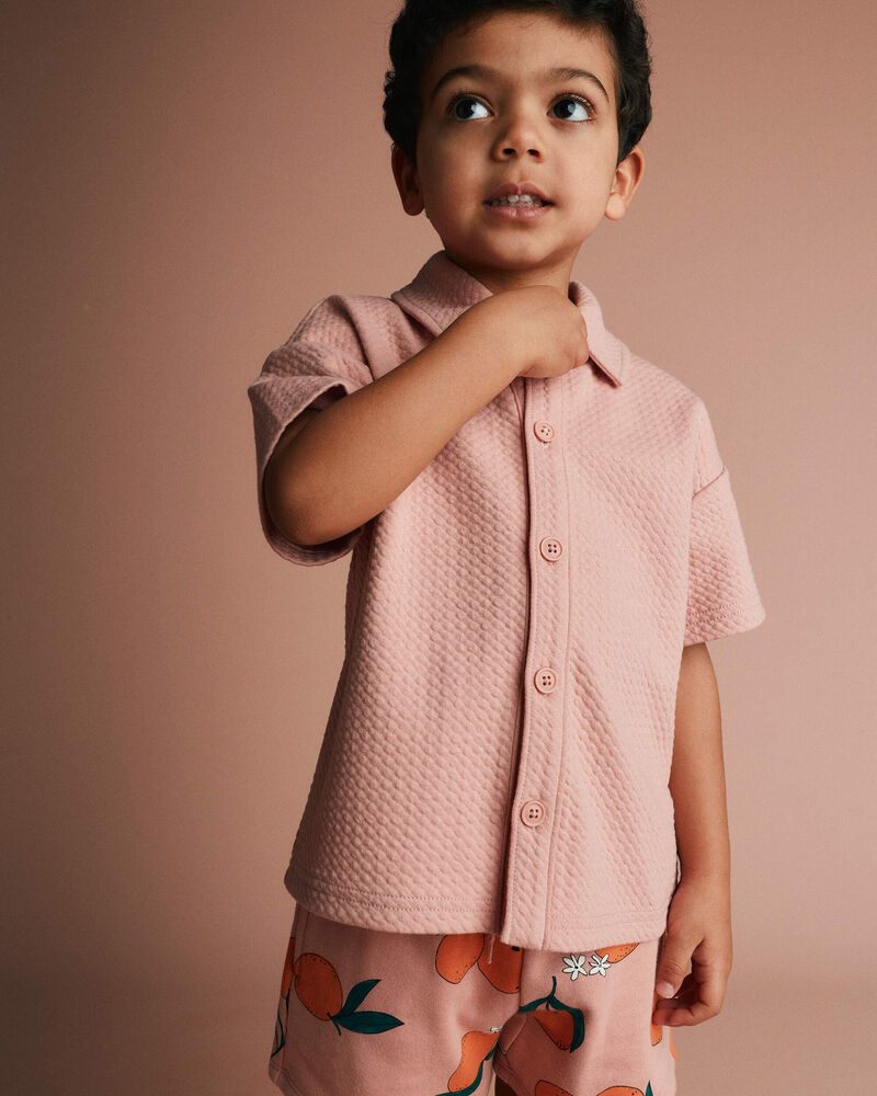 Toddler Boy Button-Down Short-Sleeve Shirt - Light Pink, image 1 of 5 slides