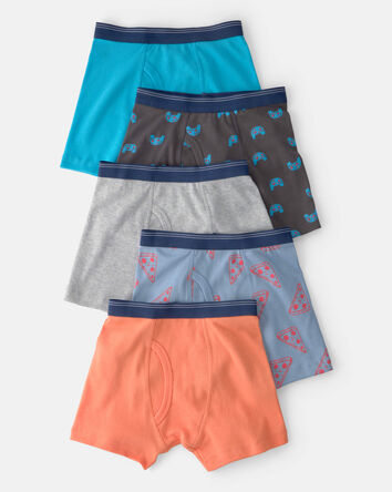 Boys 5-Pack Gamer Boxer Brief Underwear - Orange/Blue/Grey, 