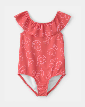 Toddler Girl Floral 1-Piece Swimsuit - Red, 
