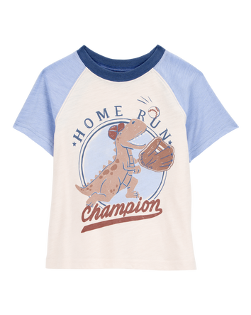 Baby 2-Piece Dinosaur Baseball Tee & Pull-On Shorts Set - Cream/Brown, 