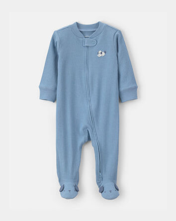 Baby Puppy Cotton 2-Way Zip Sleep & Play Pajamas - Blue, 