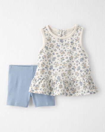 Baby Girl 2-Piece Top & Short Set Made with Organic Cotton in Spring Bloom Print , 