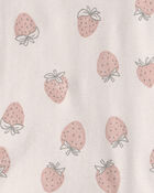 Toddler Girl 2-Piece Organic Cotton Ribbed Pajama Set in Strawberry Print, image 3 of 4 slides