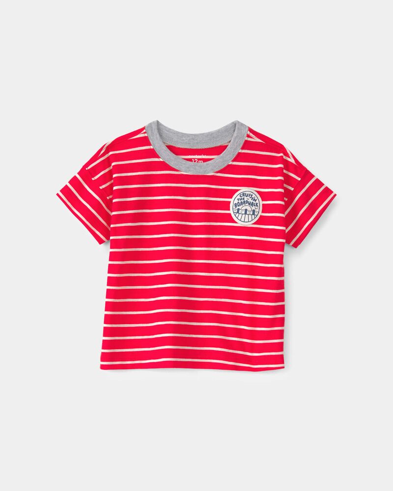 Baby Boy Striped T-Shirt - Red/Ivory, image 1 of 4 slides
