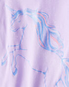 Girls Unicorn Print 100% Cotton Long-Sleeve 4-Piece Pajamas - Purple, image 2 of 6 slides