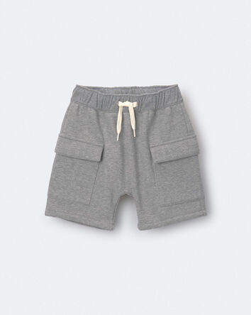 Toddler Boy French Terry Cargo Shorts with Pockets - Grey, 