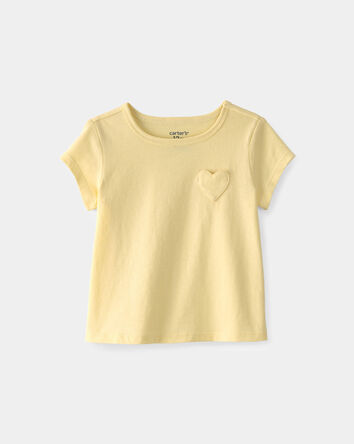 Baby Girl Heart Pocket Top - Yellow, 