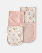 Baby Girl 4-Pack Floral Burp Cloths, image 1 of 4 slides