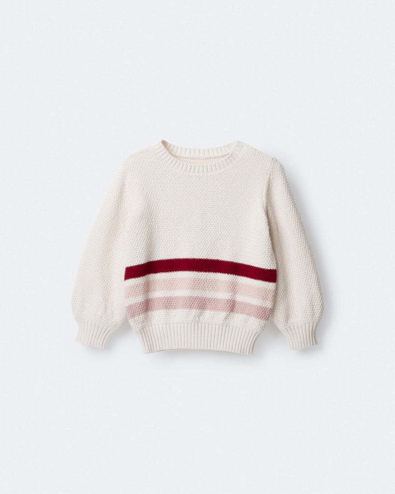 Toddler Girl Striped Pullover Sweater - Ivory, image 2 of 6 slides