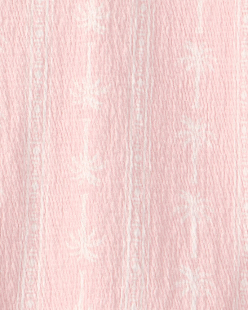 Girls Palm Tree Crinkle Top - Pink, image 2 of 3 slides