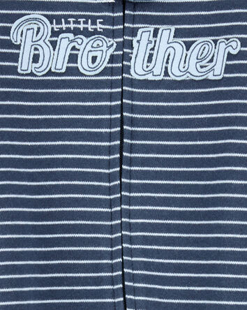 Baby Boy 'Little Brother' 2-Way Zip Cotton Sleep & Play Pajamas - Blue, 