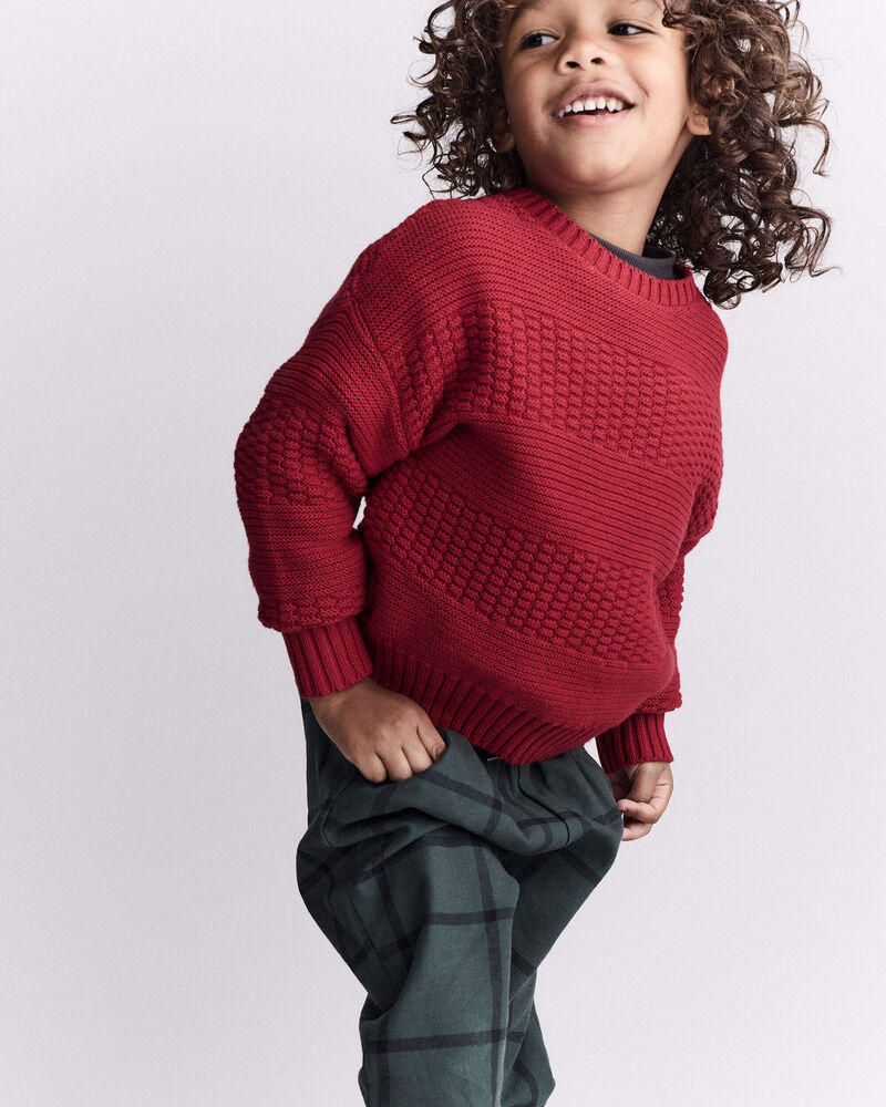 Toddler Cable-Knit Pullover Sweater - Red, image 1 of 6 slides