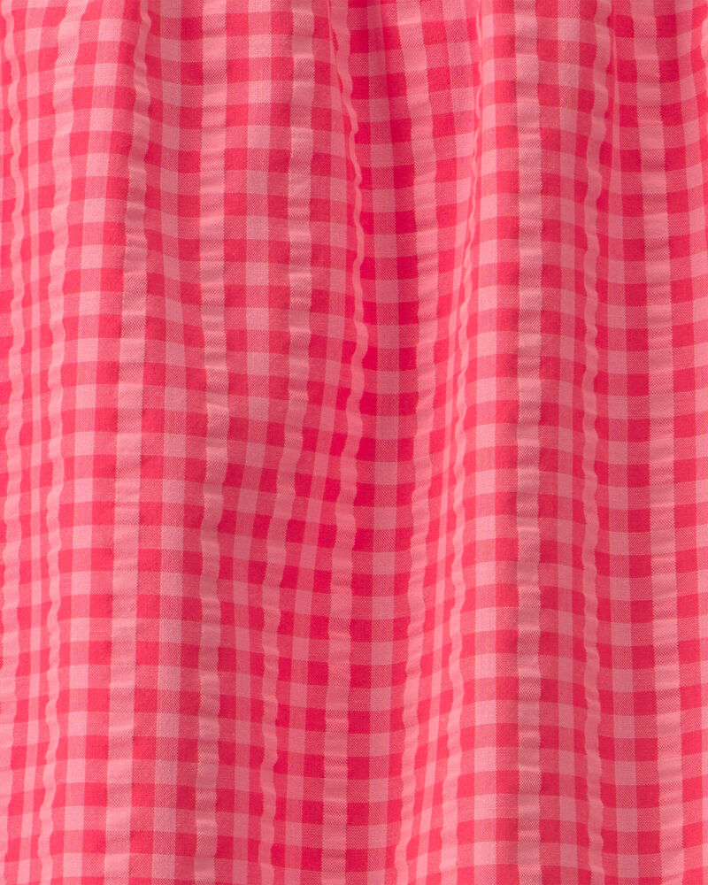 Girls Gingham Tank Top - Pink, image 2 of 3 slides