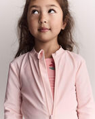 Toddler Full-Zip Long-Sleeve Rashguard - Light Pink, image 5 of 7 slides