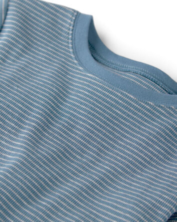 Kids 2-Piece Organic Cotton Ribbed Pajama Set in Stripes, 
