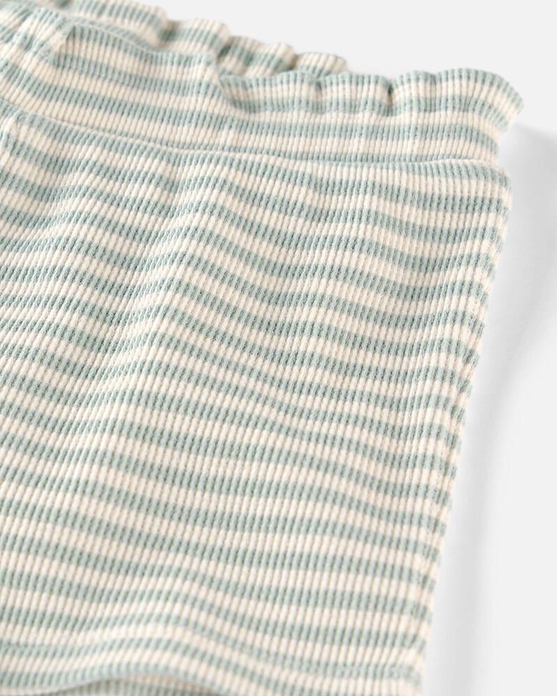 Baby Girl 2-Piece Organic Cotton Waffle Knit Top & Short Set in Stripes, image 3 of 5 slides