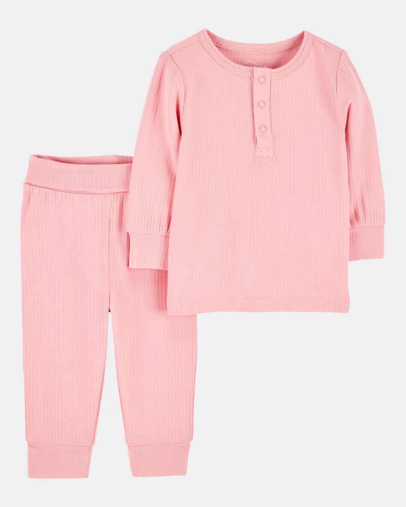 Baby Girl 2-Piece PurelySoft Outfit Set - Pink, image 1 of 5 slides