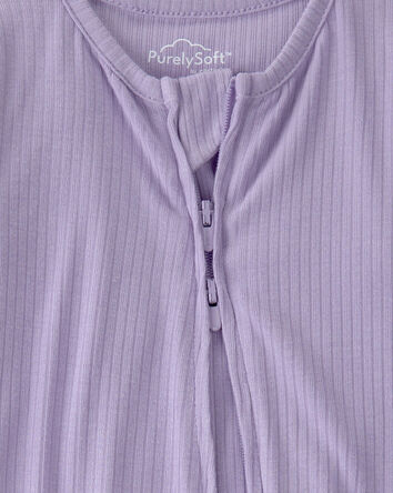 Baby Girl 2-Way Zip PurelySoft Sleep & Play Pajama - Purple, 