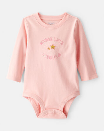 Baby Girl Shine Like Abuela Cotton Long-Sleeve Graphic Bodysuit - Pink, 