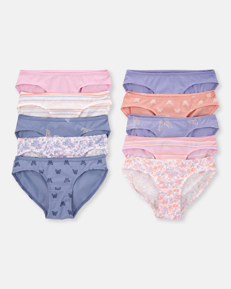 Girls 10-Pack Butterfly Floral Bikini Underwear, image 1 of 2 slides