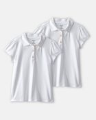 Girls 2-Pack Uniform Active Polo Shirts - White, image 1 of 3 slides