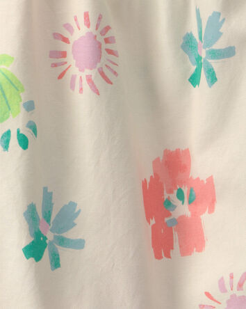 Girls Summer Floral Tank Top - Cream, 