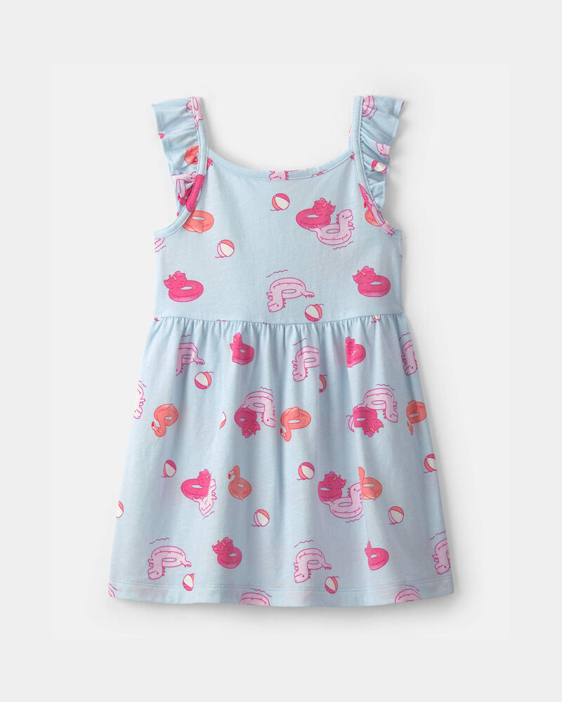 Toddler Girl Pool Floatie Ruffle-Sleeve Dress - Blue, image 1 of 4 slides
