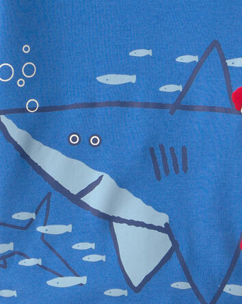 Toddler Boy Shark 100% Cotton Short-Sleeve Snug Fit 4-Piece Pajama Set - Blue, 