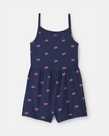 Girls American Flag Romper - Navy Blue, 