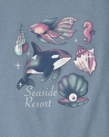 Girls 'Seaside Resort' Sea Animal Graphic Tee - Blue, 