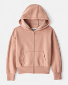 Girls DayDream Fleece Long-Sleeve Hooded Zip-Up Jacket - Brown, image 1 of 3 slides