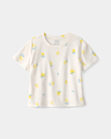 Toddler Girl Lemon Relaxed Top - Cream, 