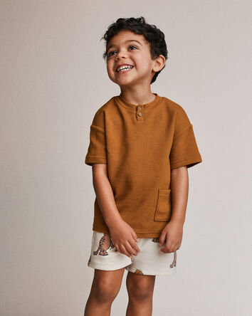 Toddler Boy Henley Tee with Pocket - Golden Yellow, 